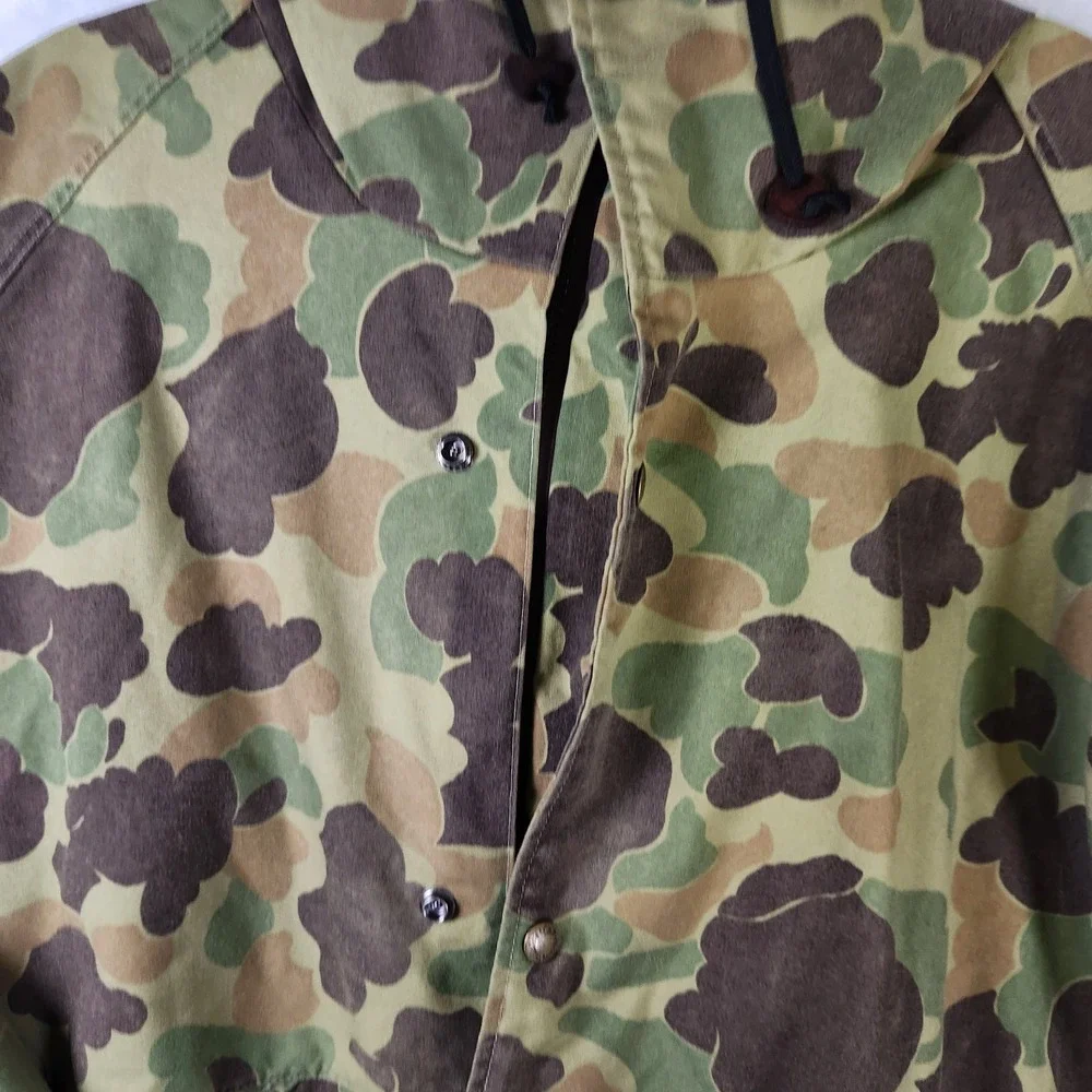 Vtg Cabelas Duck Camo Hunting Jacket Made USA Size L Frog‎ Camouflage
